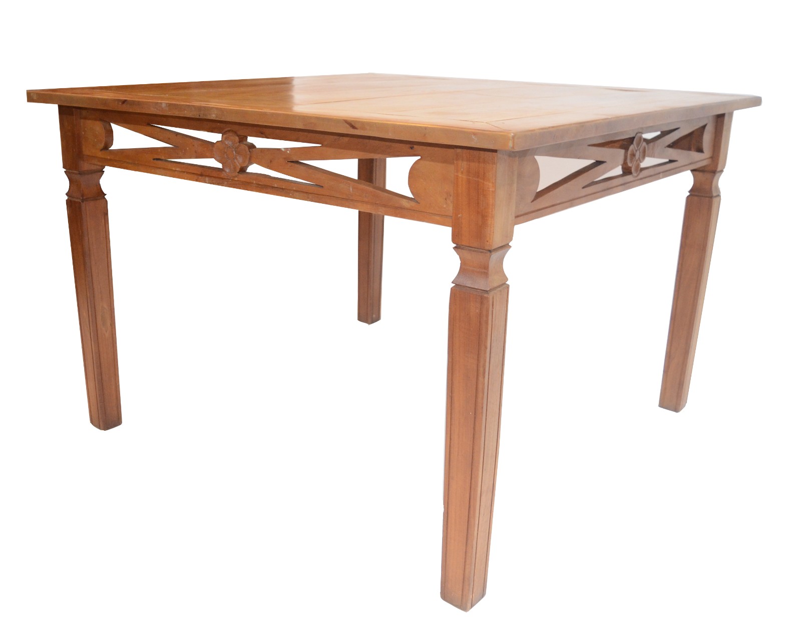 Mesa de jantar de madeira clara no estilo da Indonésia, tampo... - foto 2 de 8