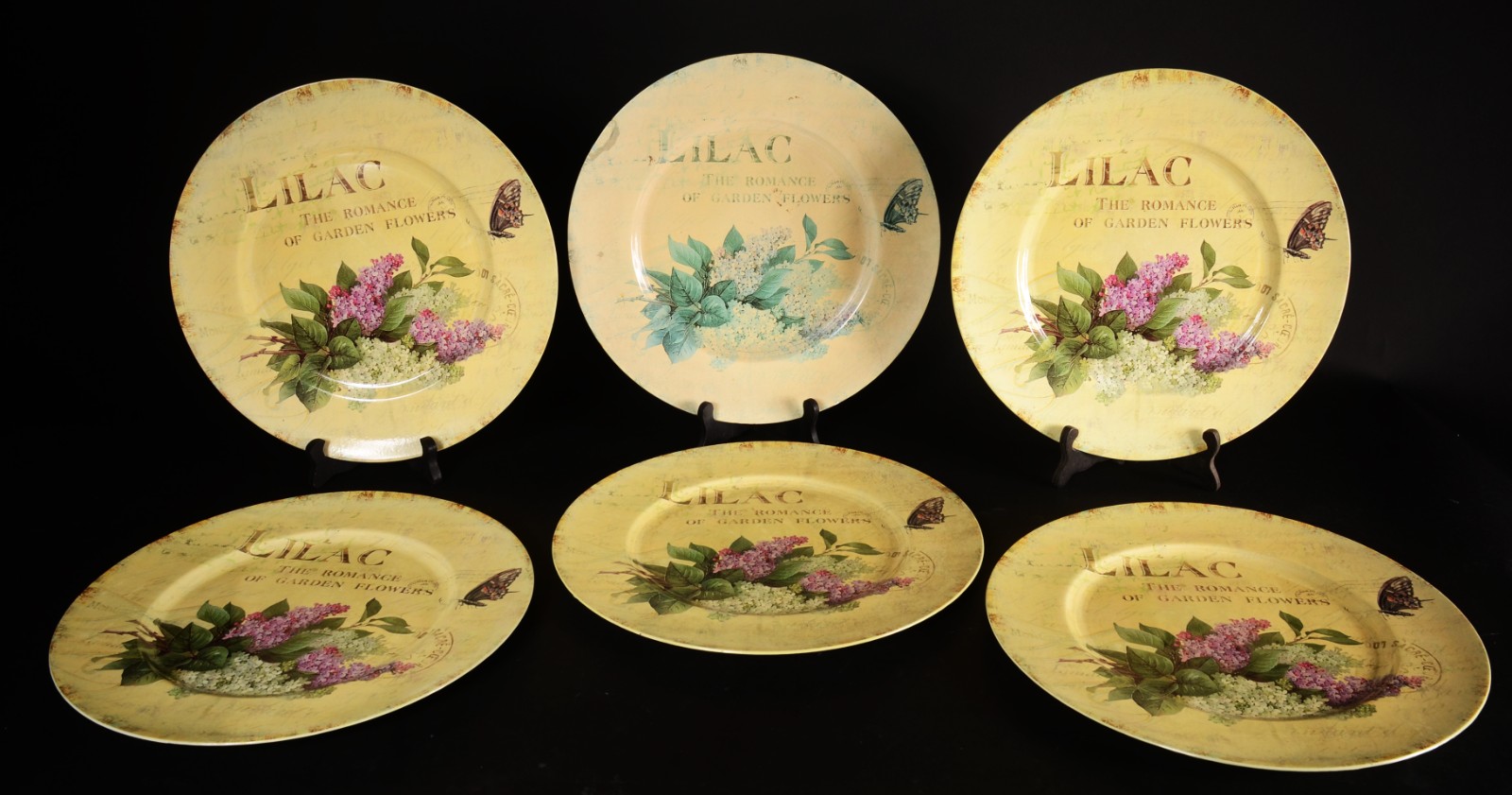 Conjunto com 6 souplats de resina decorados com flores em policromia... - foto 1 de 8