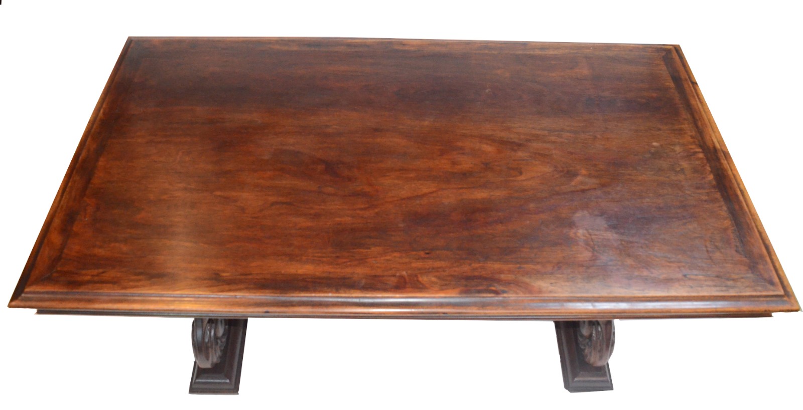Mesa de jantar de madeira nobre, tampo retangular com base dupla... - foto 4 de 9