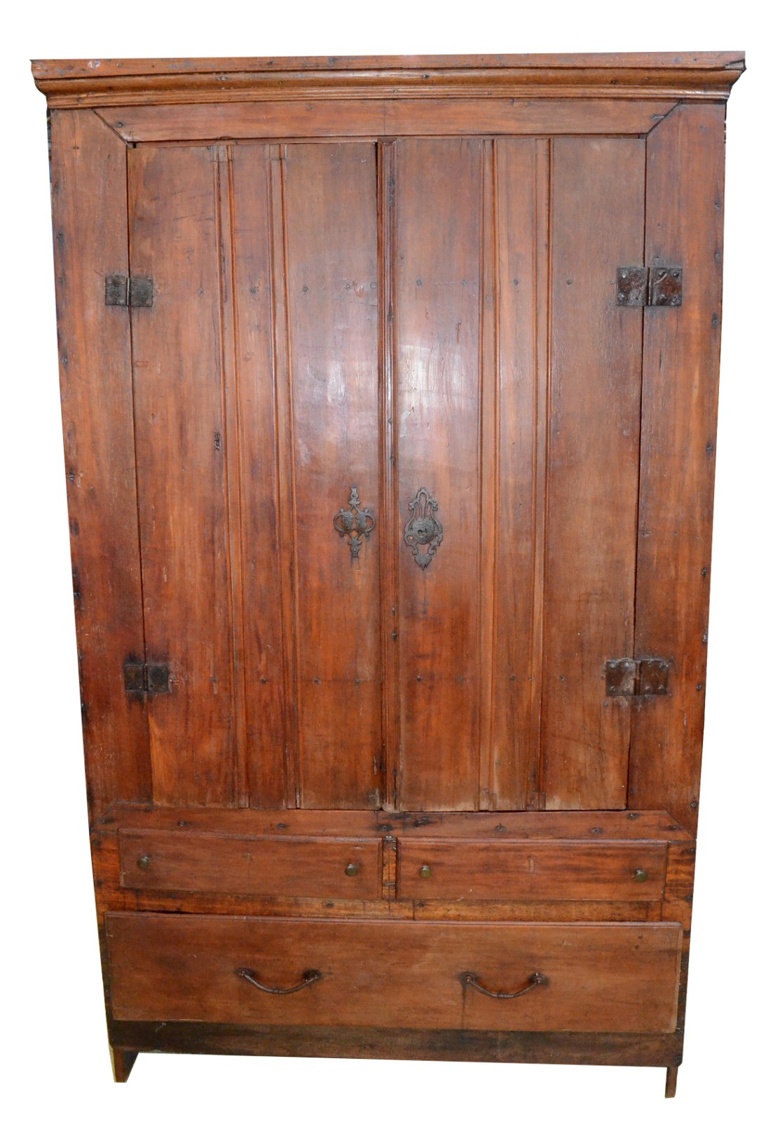 Grande armário de madeira nobre, parte superior com duas portas com... - foto 2 de 5