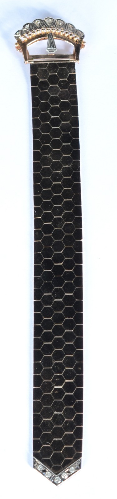 Pulseira de ouro 18 k., feitio fivela, contraste 720 mls com... - foto 4 de 9