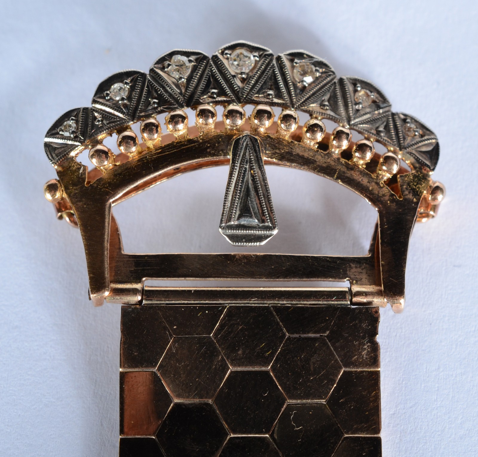 Pulseira de ouro 18 k., feitio fivela, contraste 720 mls com... - foto 6 de 9