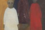 Assinatura não identificada, Figuras - Óleo sobre tela. Datado 1963. Falhas na tinta.
