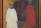 Assinatura não identificada, Figuras - Óleo sobre tela. Datado 1963. Falhas na tinta.