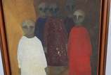 Assinatura não identificada, Figuras - Óleo sobre tela. Datado 1963. Falhas na tinta.