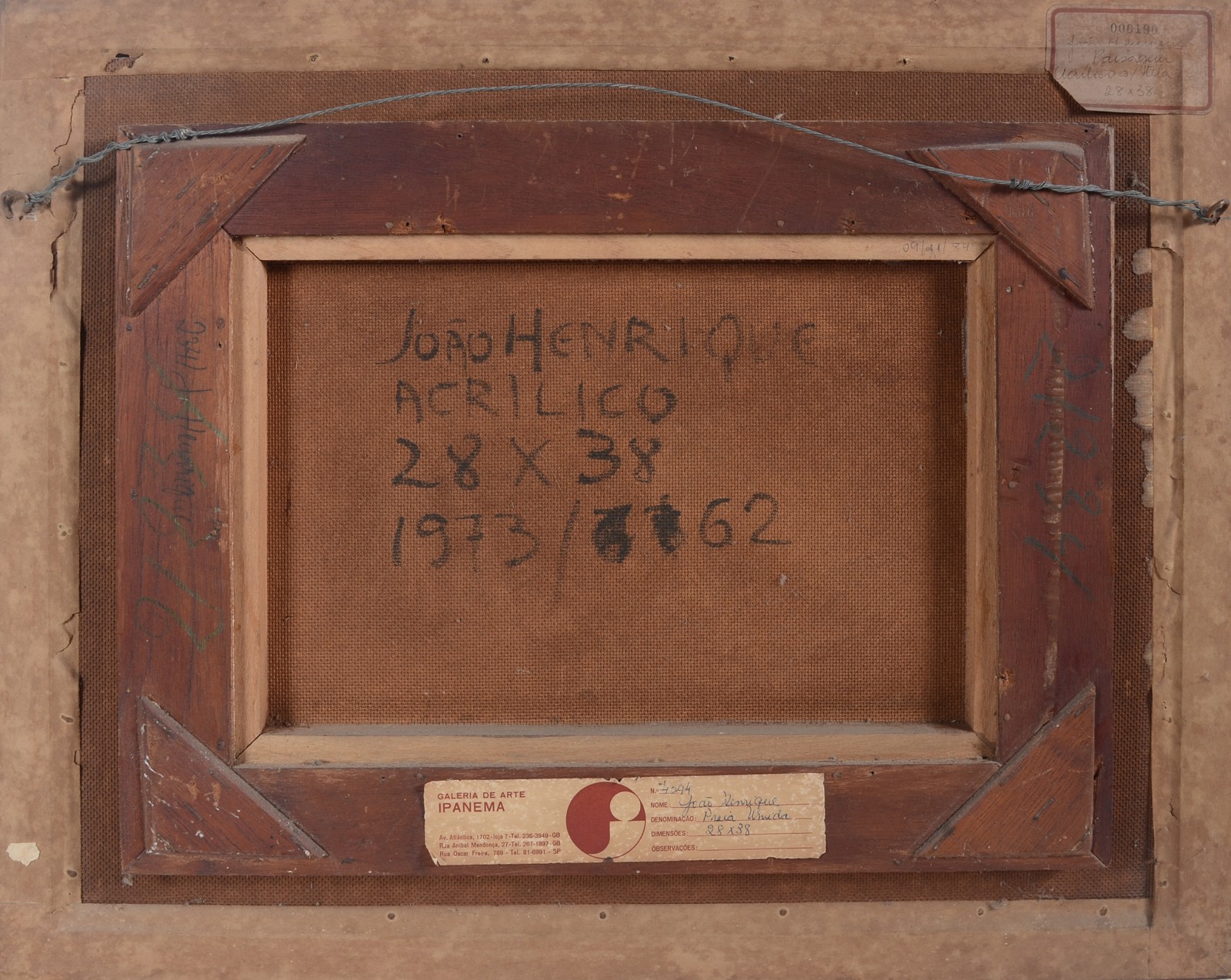 Acrílico sobre eucatex - datado 1973. Selo da Galeria Ipanema. - foto 4 de 4