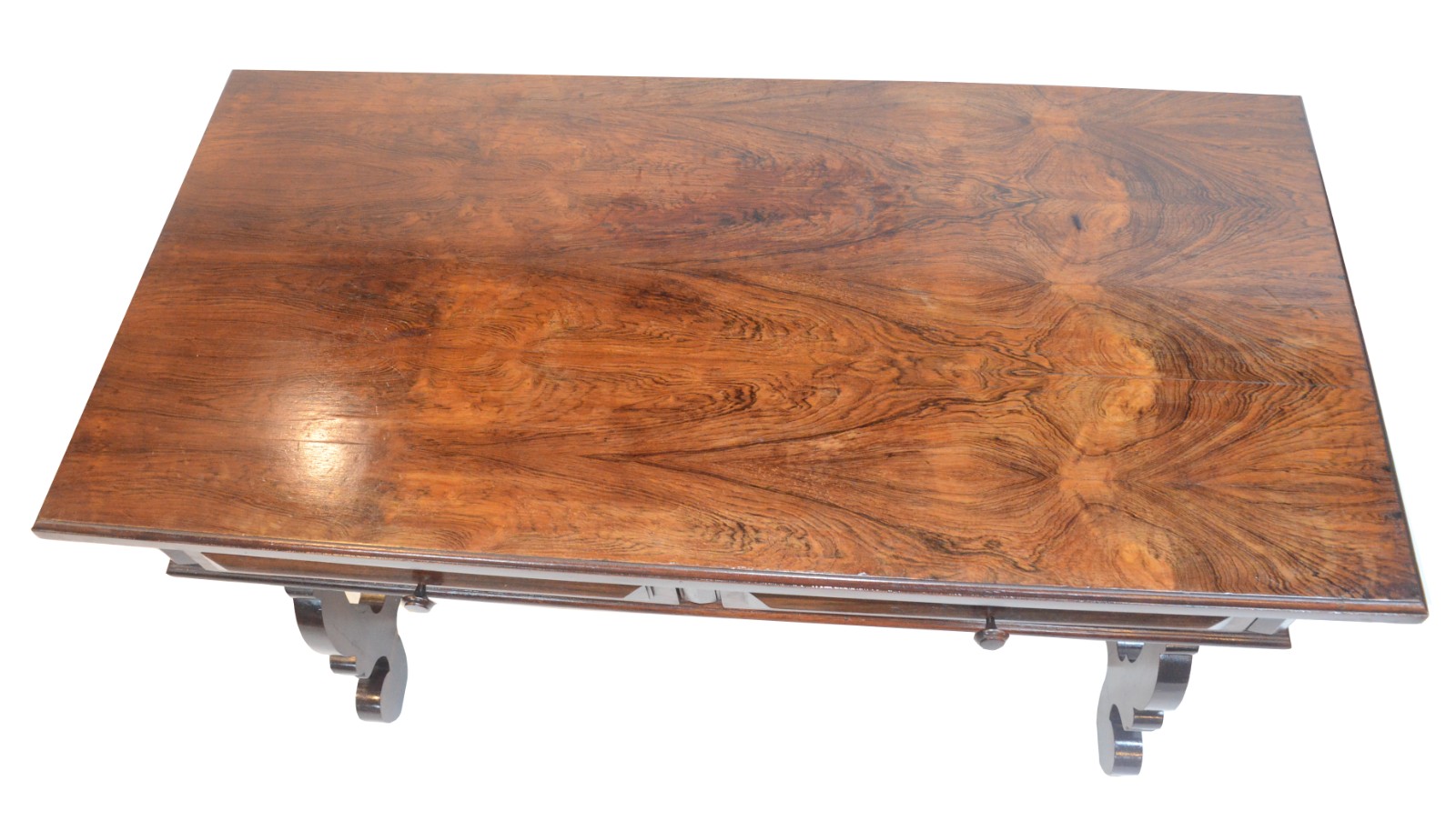 Mesa de escritório de jacarandá com duas gavetas, pernas na forma de... - foto 4 de 6