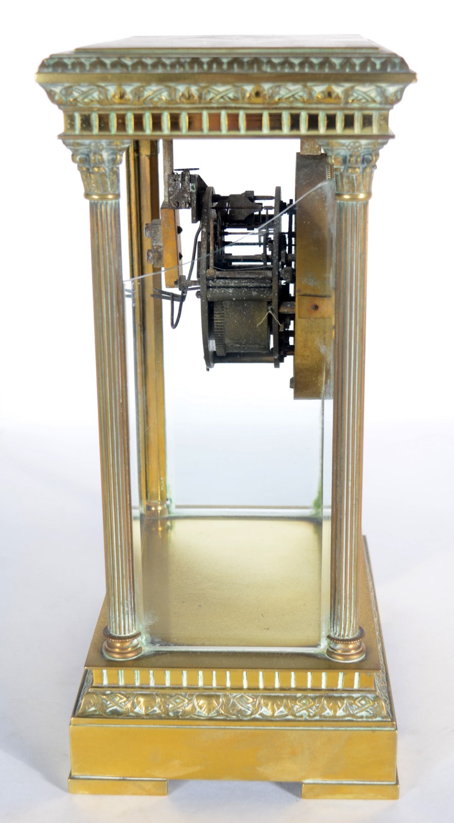 Relógio de mesa francês com caixa de bronze. Faltando lateral de... - foto 4 de 7