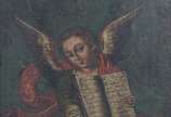 Escola Cusquenha (1538), Arcanjo com escrituras - Óleo sobre tela