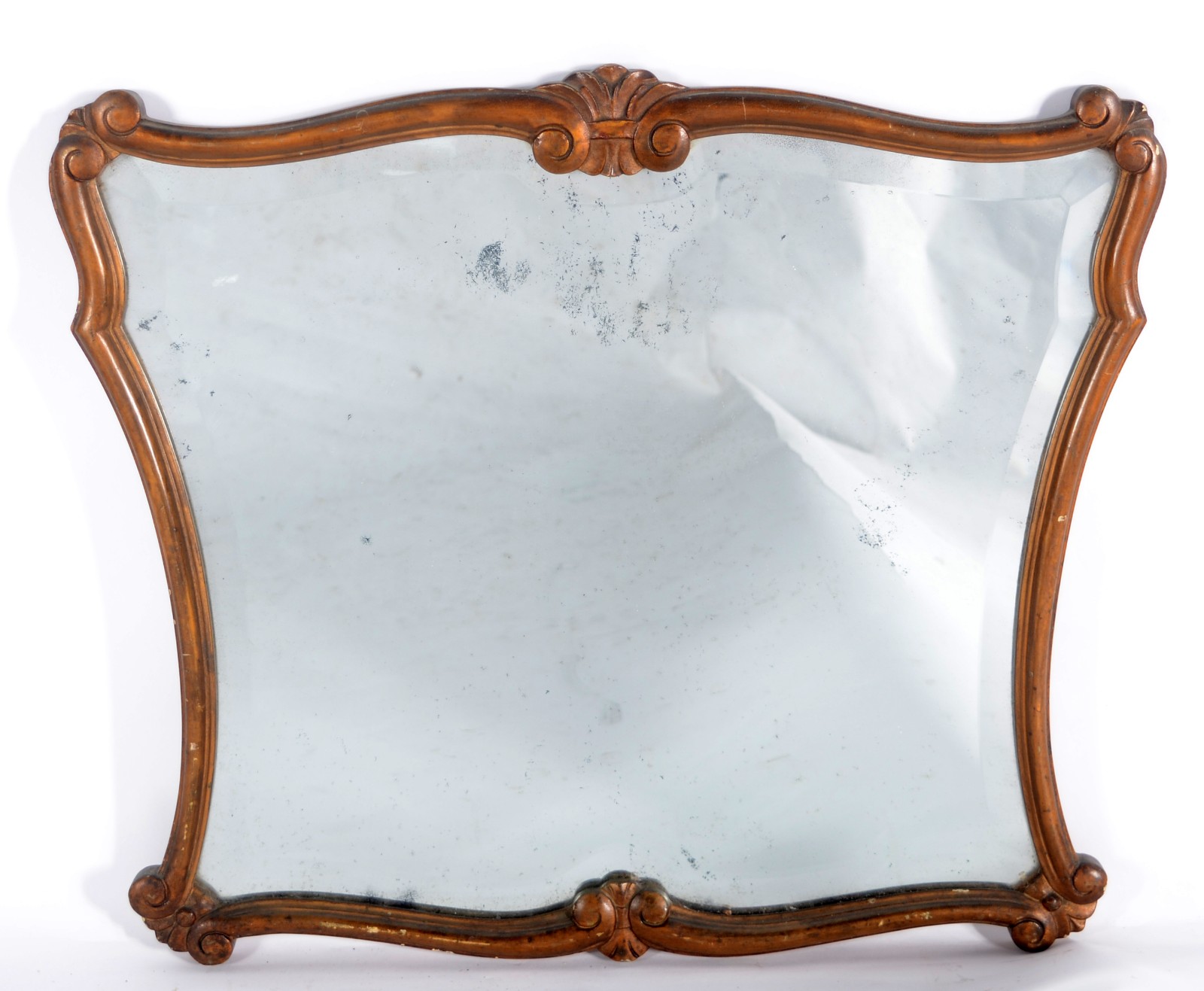 Pequeno espelho de cristal bisotado, moldura de madeira recortada... - foto 1 de 4