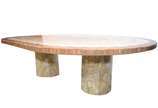 Conjunto de mesa de centro e par de mesas later... - Conjunto de mesa de centro e par de mesas laterais com mosaicos de "pedra".