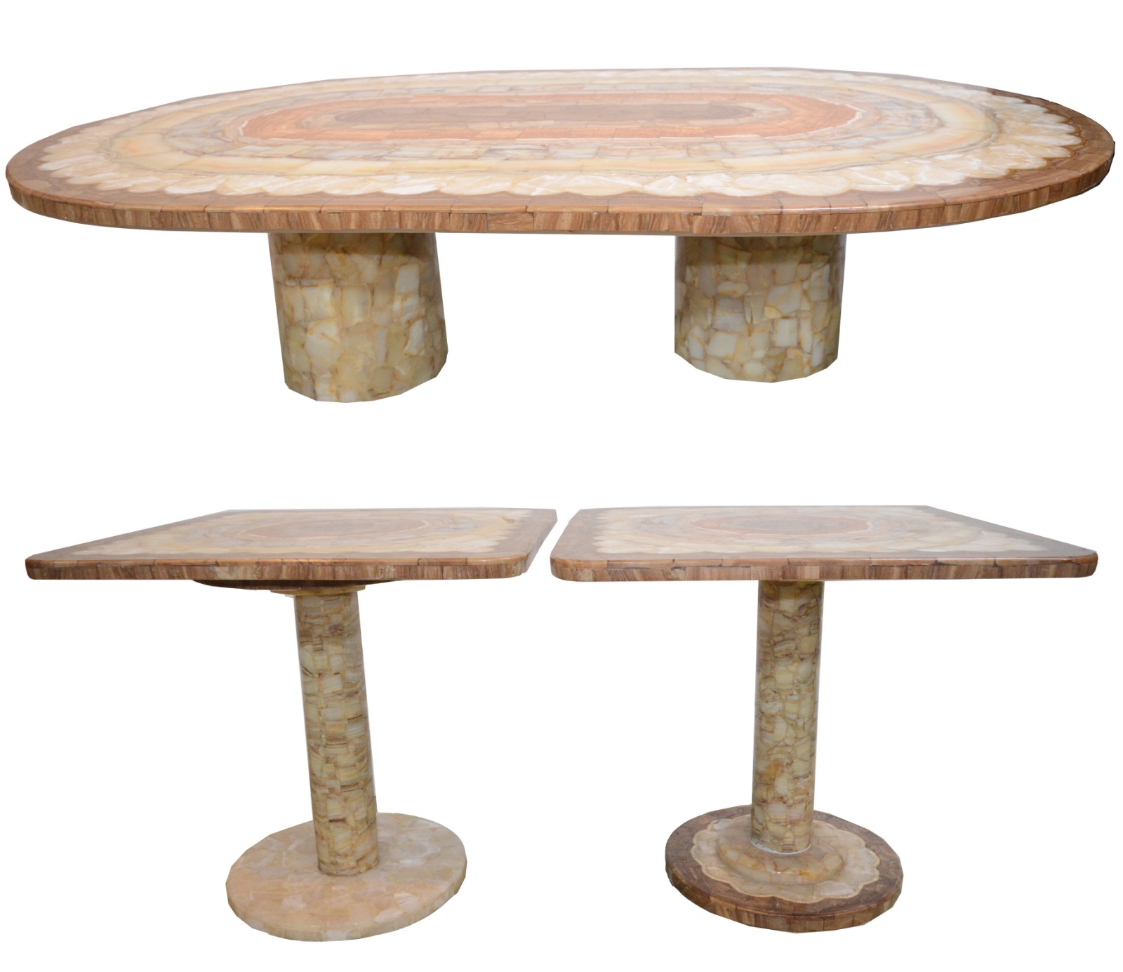 Conjunto de mesa de centro e par de mesas laterais com mosaicos de... - foto 1 de 7