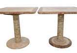 Conjunto de mesa de centro e par de mesas later... - Conjunto de mesa de centro e par de mesas laterais com mosaicos de "pedra".
