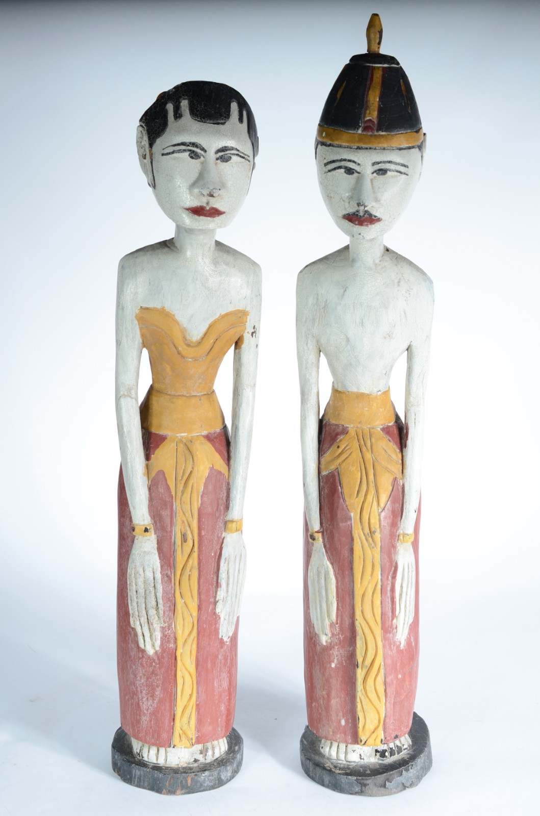 ESCULTURAS JAVANESAS - Casal javanês de madeira policromada... - foto 3 de 7