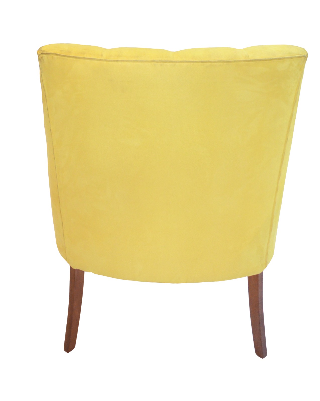 Poltrona estofada e forrada com tecido amarelo, encosto em capitoné... - foto 4 de 5