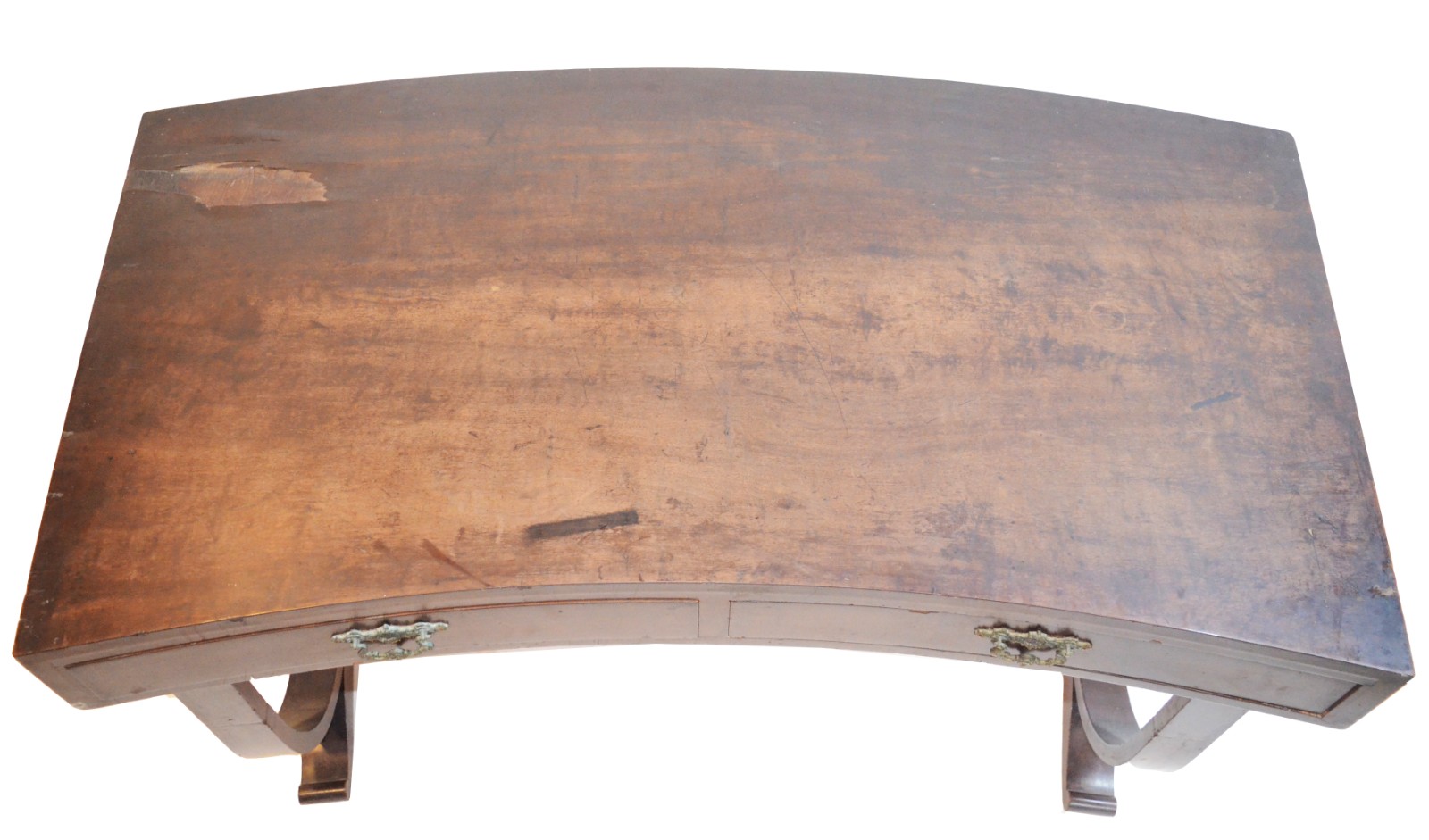 Mesa de escritório de madeira feitio arredondado com duas gavetas com... - foto 5 de 9