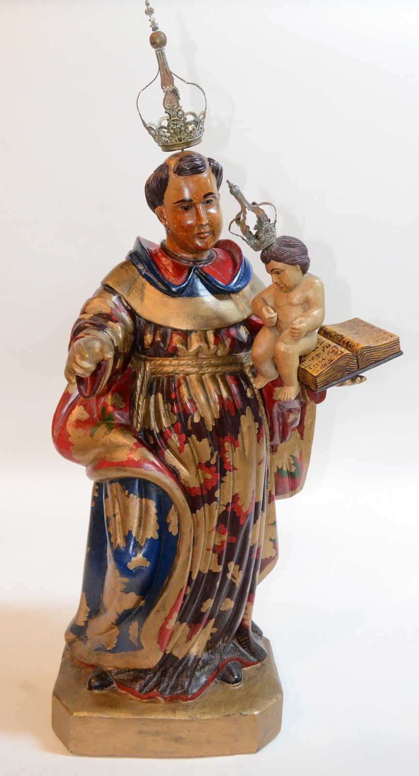 Santo Antonio com Menino - Imagem de madeira policromada com realces... - foto 1 de 7