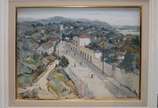 Sylvio Pinto (1918-1997), Rua com casarios e fi... - Óleo sobre tela - datado 1955.
