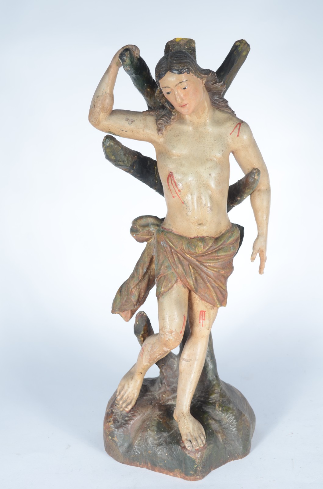 São Sebastião - Belíssima Imagem de madeira policromada, século XIX... - foto 1 de 7