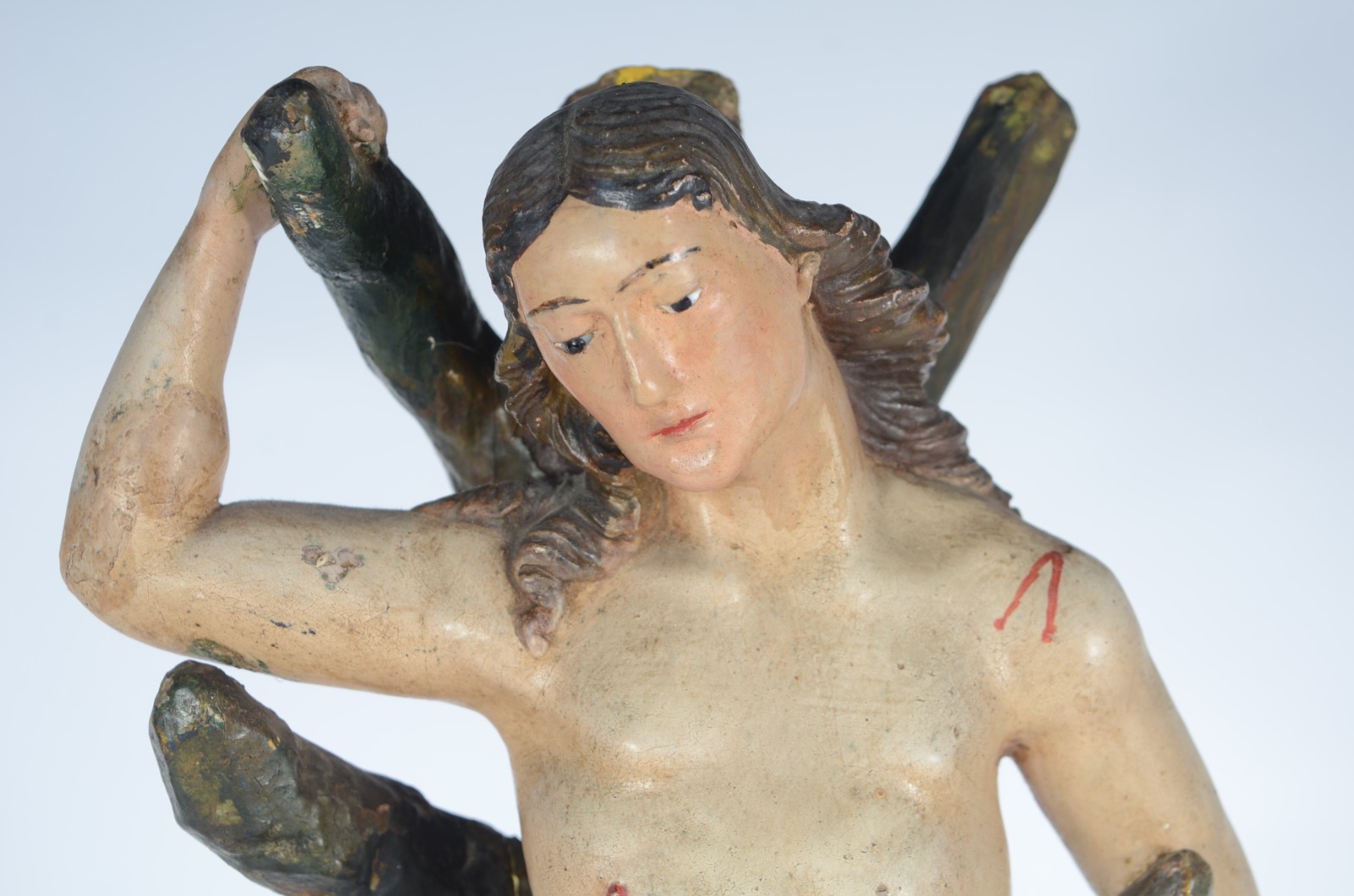São Sebastião - Belíssima Imagem de madeira policromada, século XIX... - foto 2 de 7