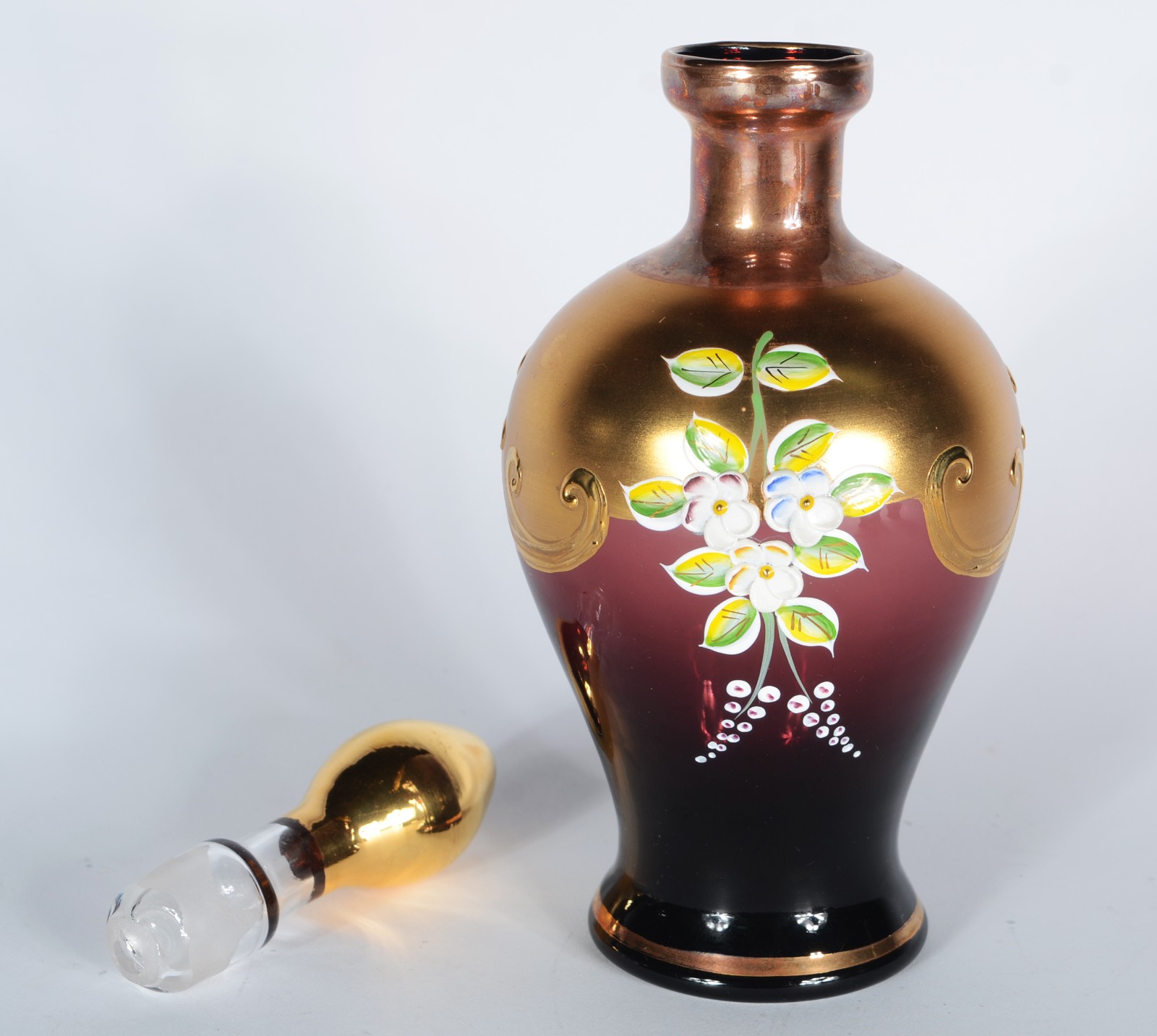 Conjunto para licor de vidro veneziano na cor rubi com detalhes... - foto 4 de 6