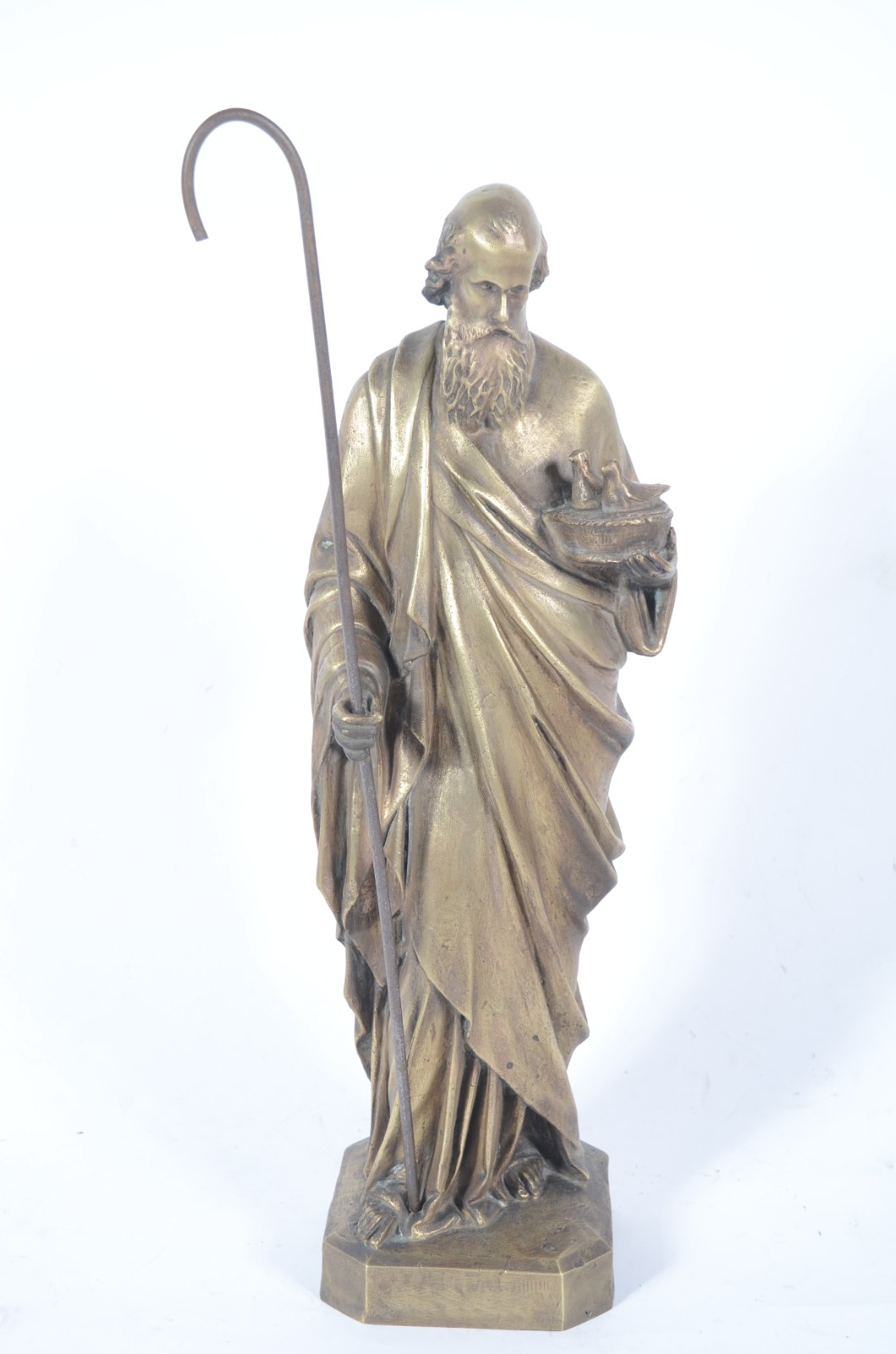 Imagem de bronze representando São Joaquim com cajado. - foto 1 de 5