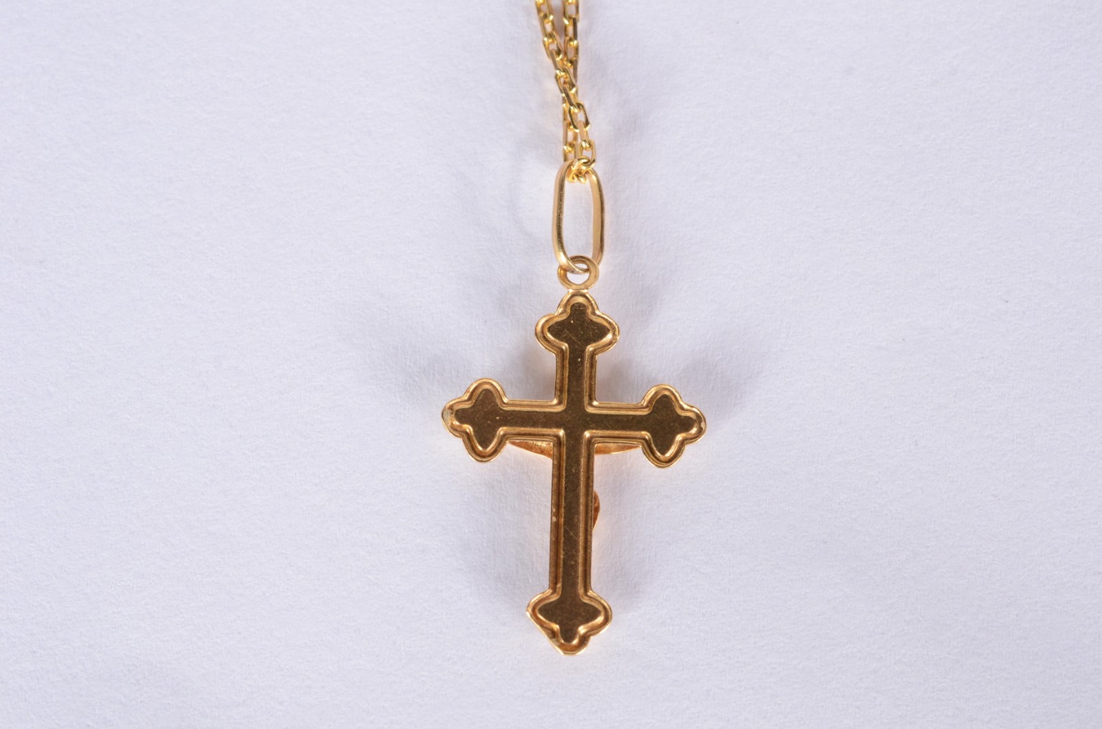 Colar com crucifixo com Cristo de ouro 18 k., contraste 750 mls. (Por... - foto 5 de 6