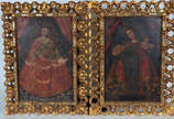 Escola Cusquenha (1538), Nossa Senhora com menina -  Dois quadros - o.s.t. ( uma das telas esta rasgada)