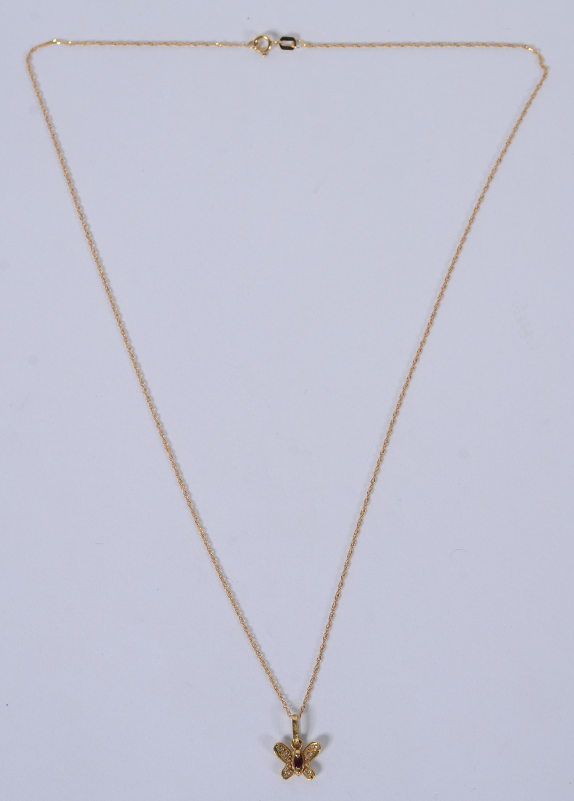 Colar com pendente feitio "borboleta" de ouro 18 k., contraste 750... - foto 2 de 7