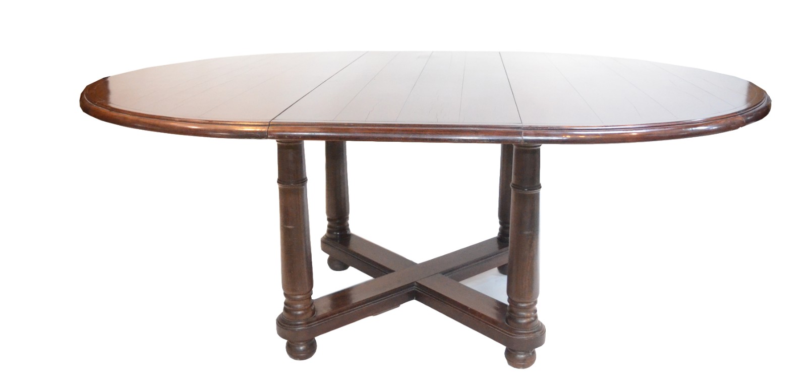 Mesa de jantar de madeira nobre, tampo oval com um tabua extensora... - foto 1 de 6