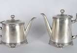 Fracalanza (1884),  - Baixela para chá e café de metal prateado Fracalanza, composto de: 2 bules, leiteira, açucareiro, manteigueira (faltando o recipiente de cristal, só t