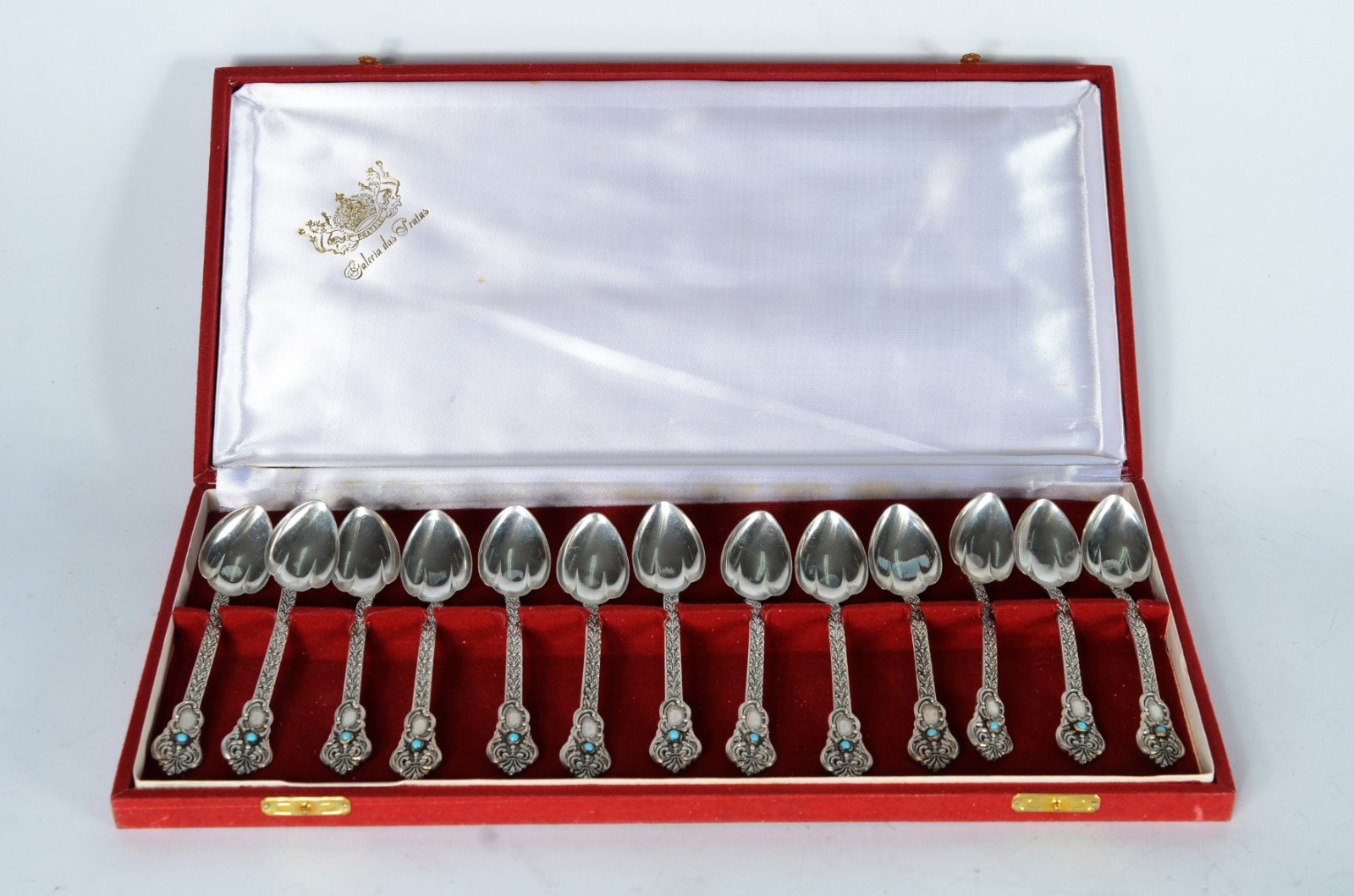 Conjunto com 13 colheres para café de prata, contraste 925 mls com... - foto 1 de 6