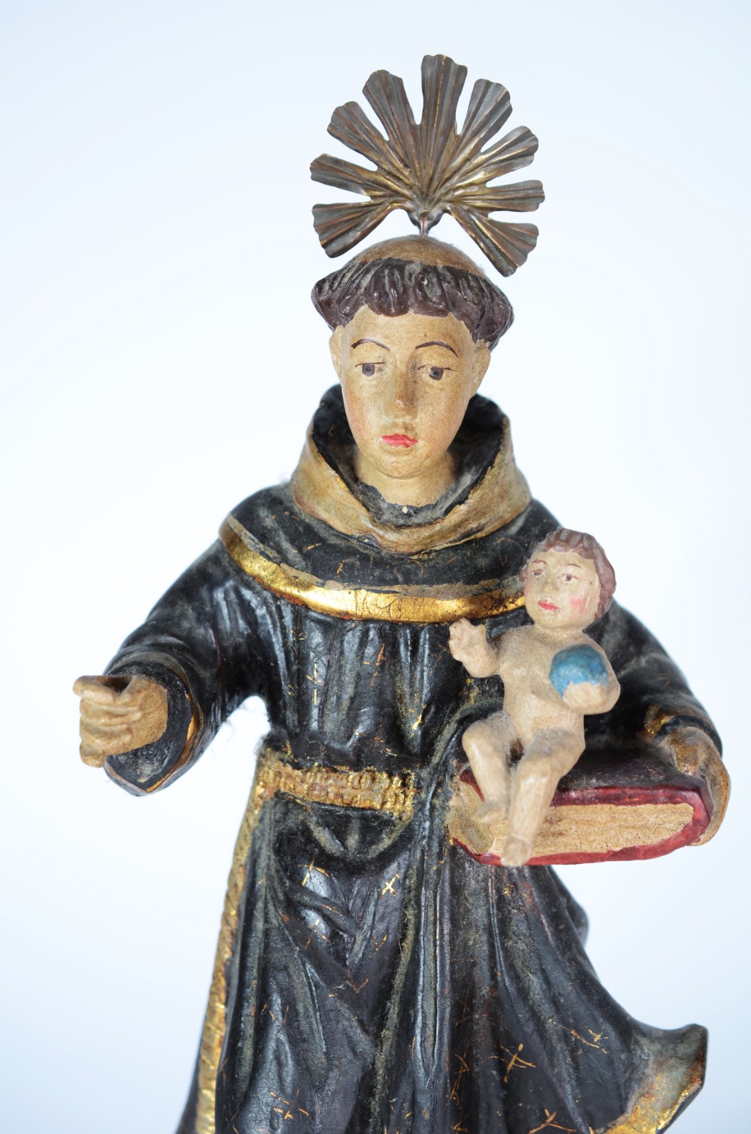Santo Antonio com Menino - Imagem de madeira policromada e dourado... - foto 3 de 6
