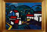 Dnar Rocha (1932-2006), Paisagem com Casas - Óleo sobre tela. Datado 93.