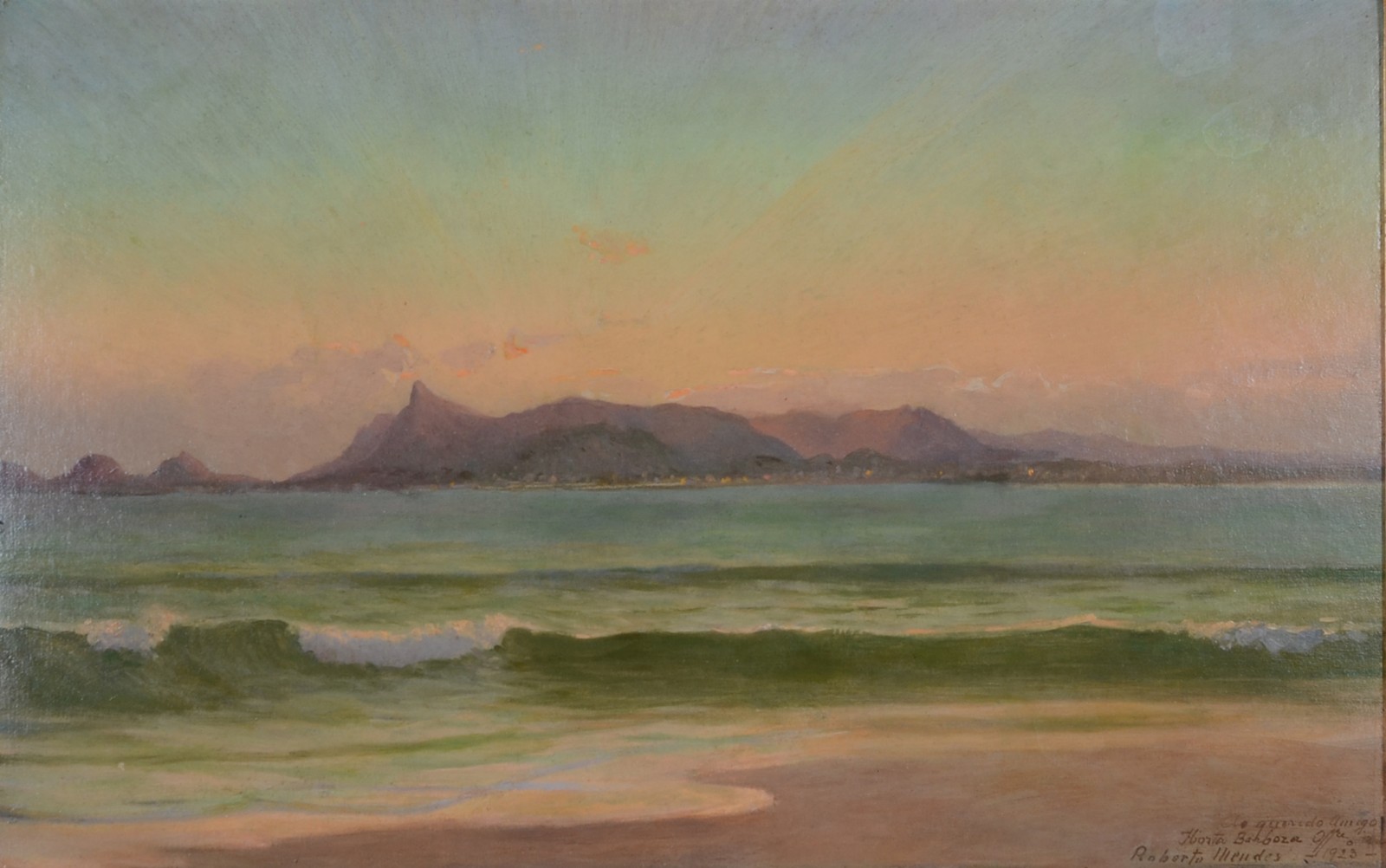 Roberto Mendes (1867-1942), Marinha com vista do Rio de Janeiro - foto 1 de 5
