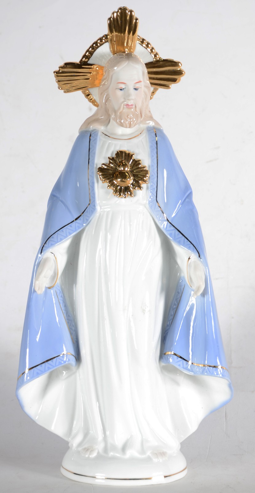 Estatueta de porcelana policromada representando Sagrado Coração de... - foto 1 de 6