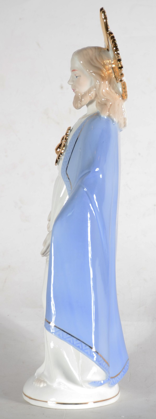 Estatueta de porcelana policromada representando Sagrado Coração de... - foto 5 de 6