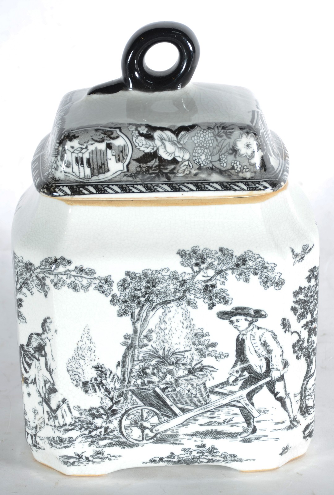 Potiche de porcelana branca com cenas campestre. - foto 1 de 6