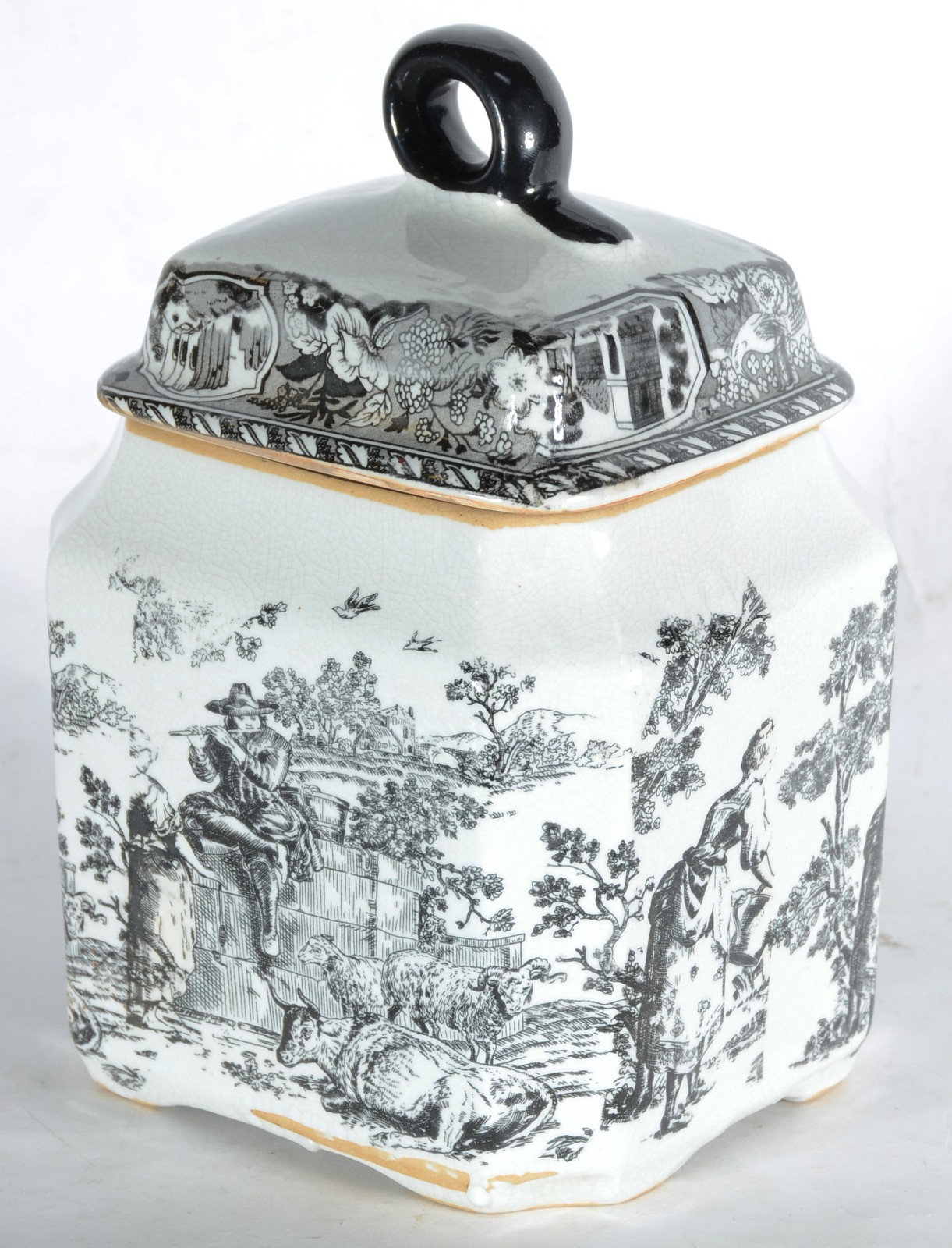 Potiche de porcelana branca com cenas campestre. - foto 2 de 6