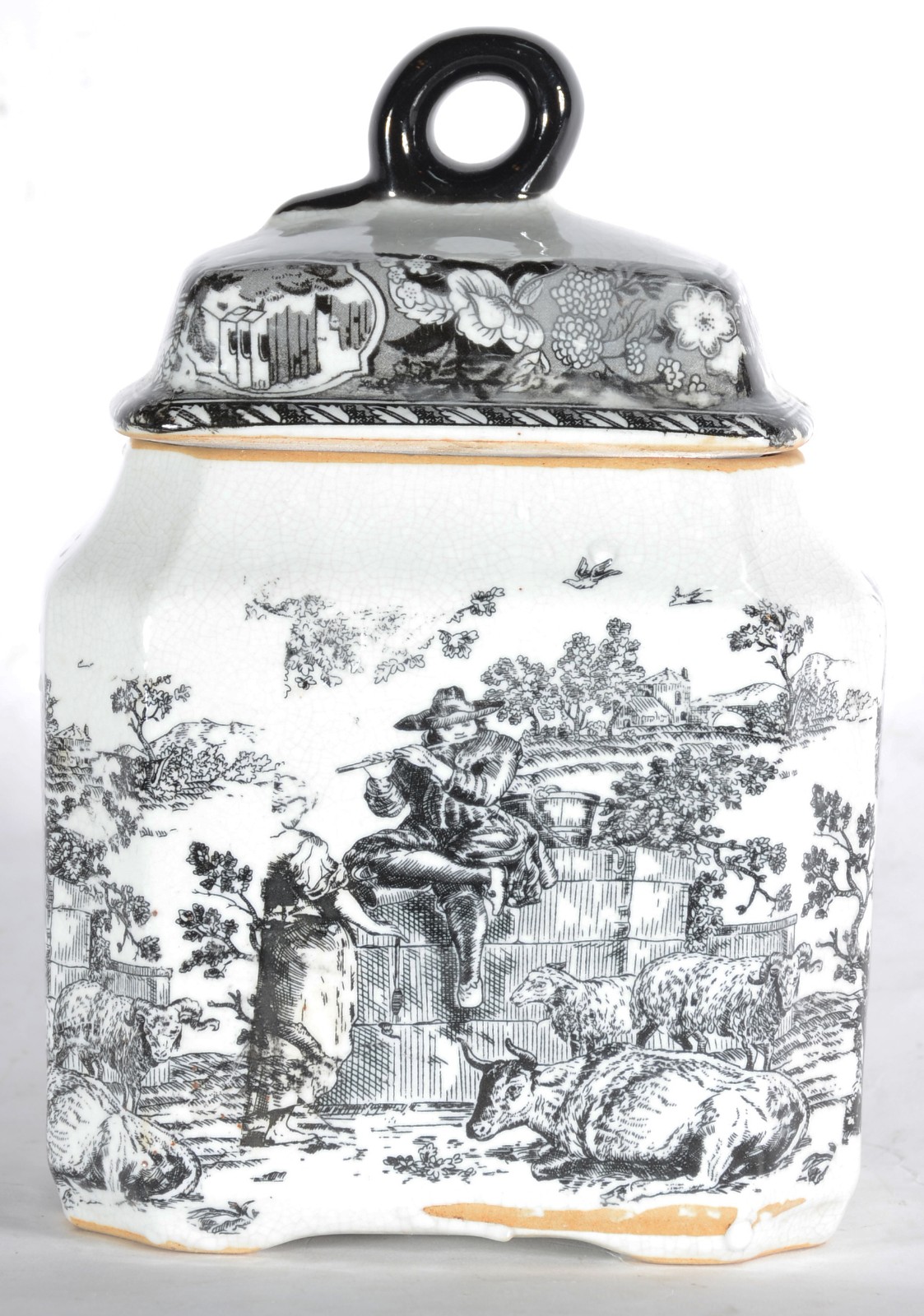 Potiche de porcelana branca com cenas campestre. - foto 6 de 6