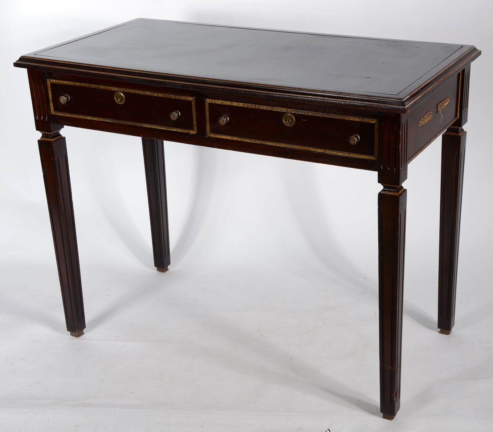 Mesa para escritório de madeira nobre, tampo retangular forrado em... - foto 7 de 10