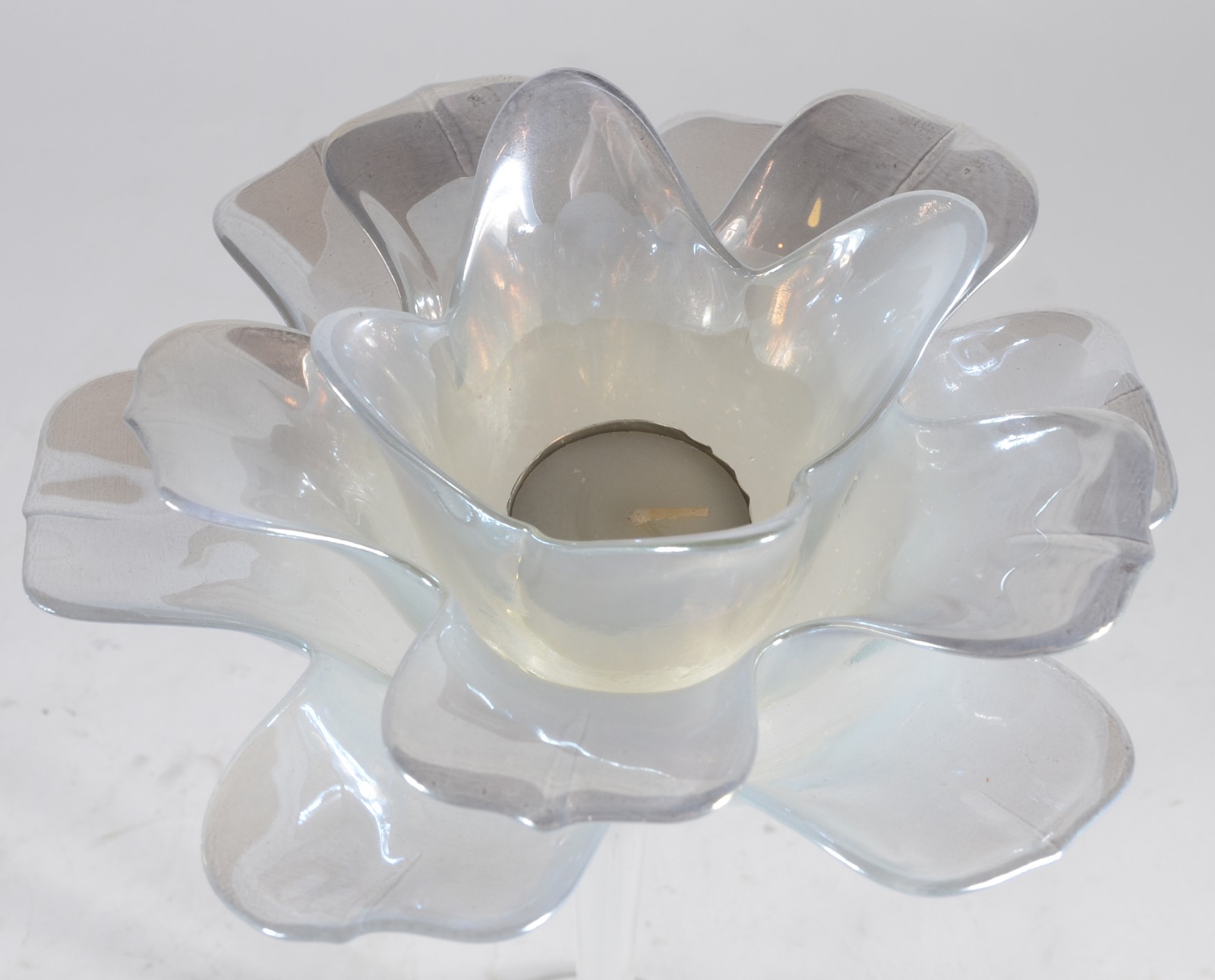 Par de castiçais de vidro decorativo feitio flor de lótus. - foto 4 de 4