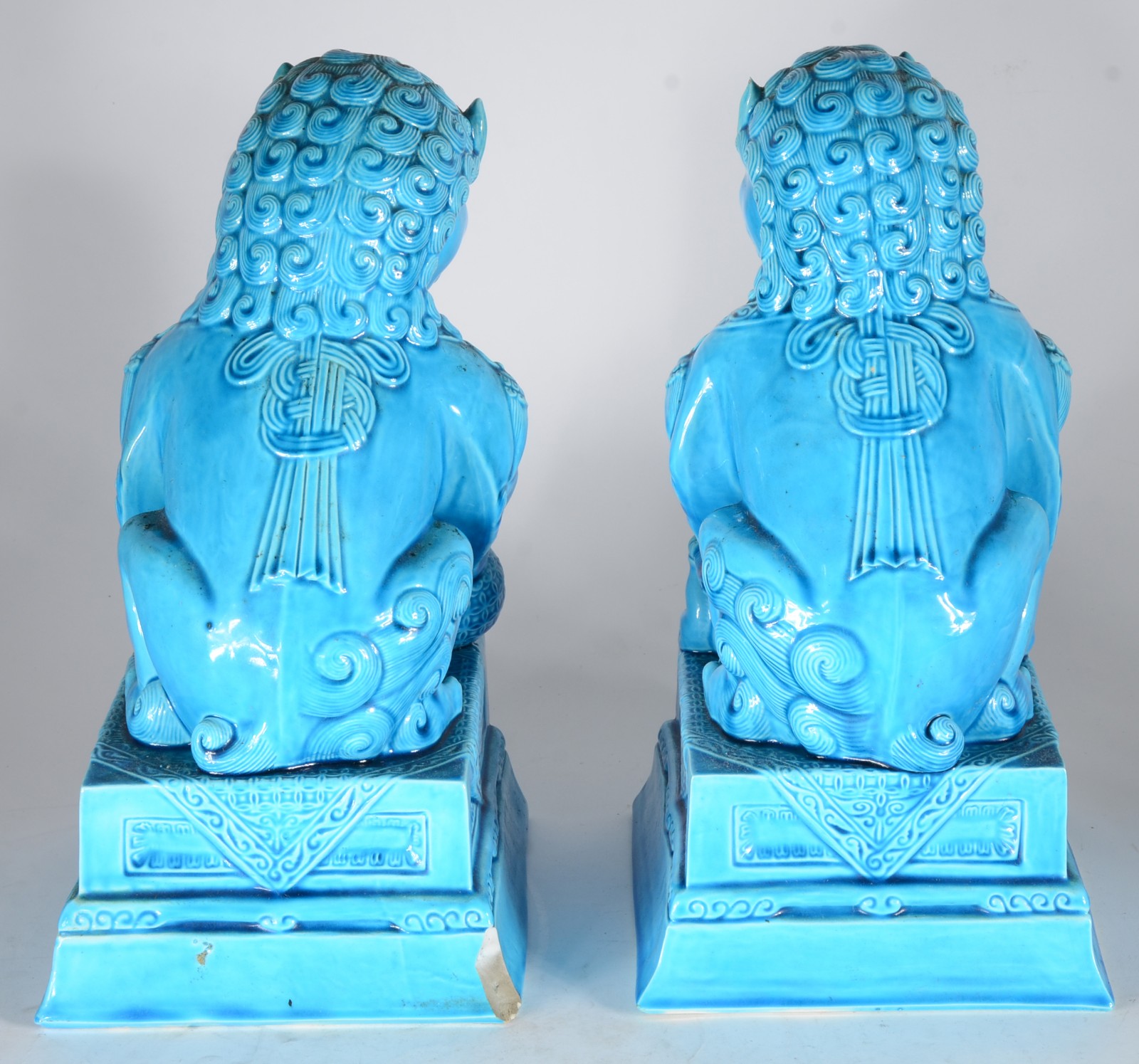 Par de esculturas de porcelana oriental azul turquesa representando... - foto 4 de 7