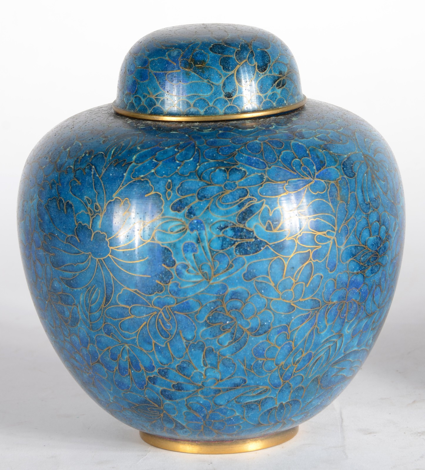 Três peças diversas de cloisoné azul floral, sendo: potiche, bowl e... - foto 7 de 7