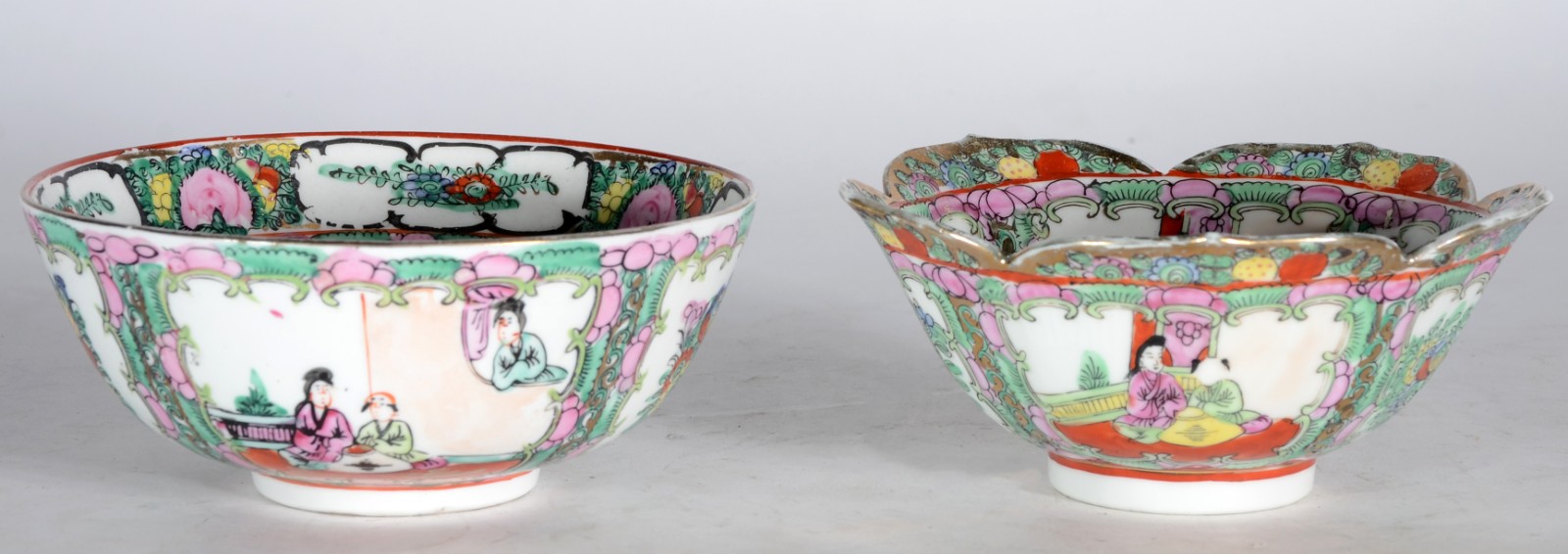 Quatro peças diversas de porcelana oriental rosa e verde, sendo: dois... - foto 7 de 7