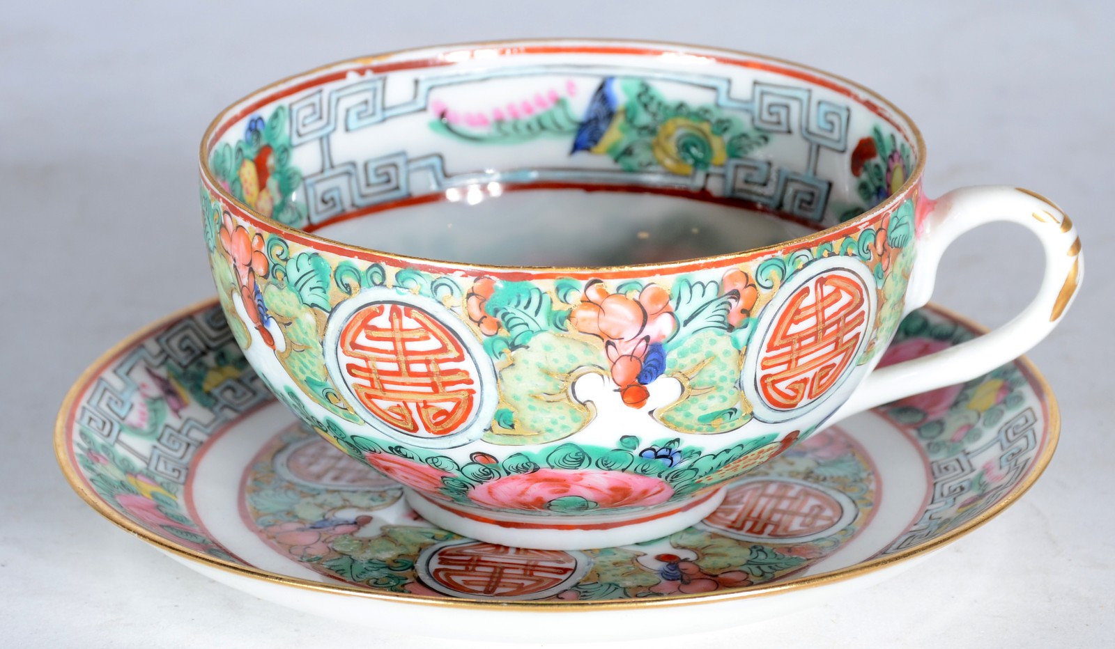 Serviço de jantar e chá de porcelana oriental, decoração floral em... - foto 6 de 10