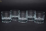 Cinco copos de cristal facetado para whisky. - Cinco copos de cristal facetado para whisky.