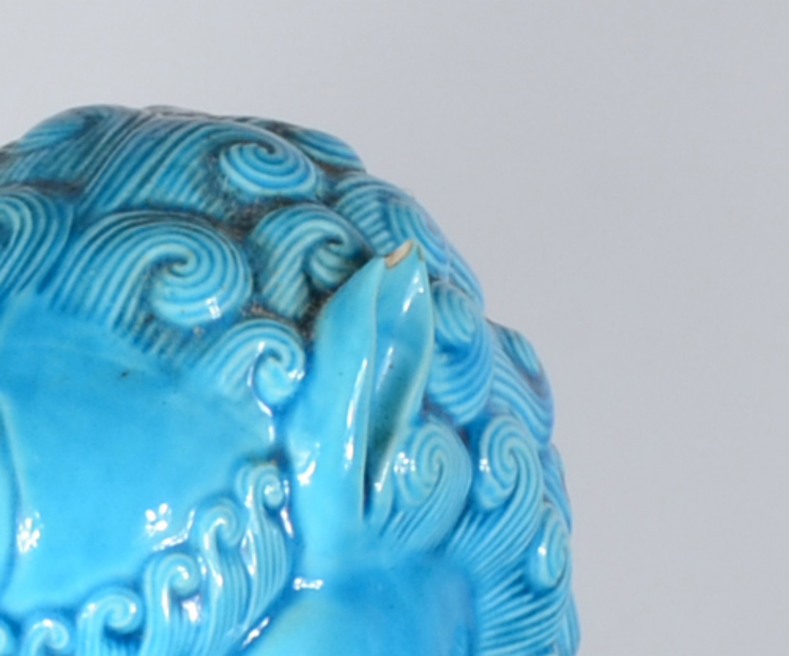 Par de esculturas de porcelana oriental azul turquesa representando... - foto 7 de 7