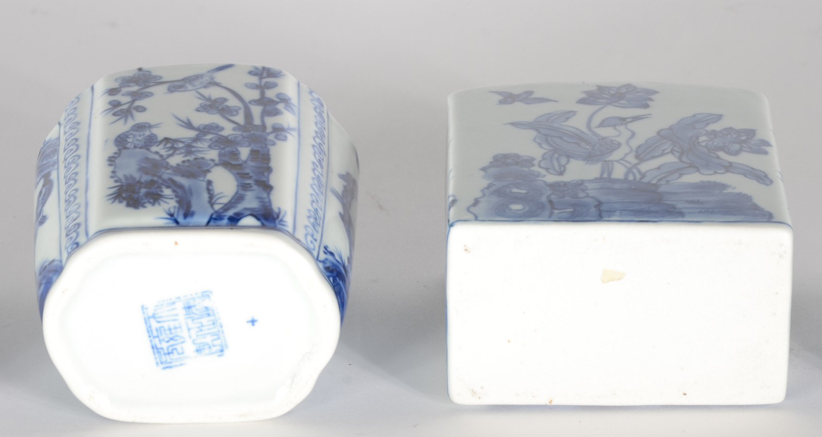 Duas caixas para chá de porcelana oriental decoradas com pássaros e... - foto 5 de 6