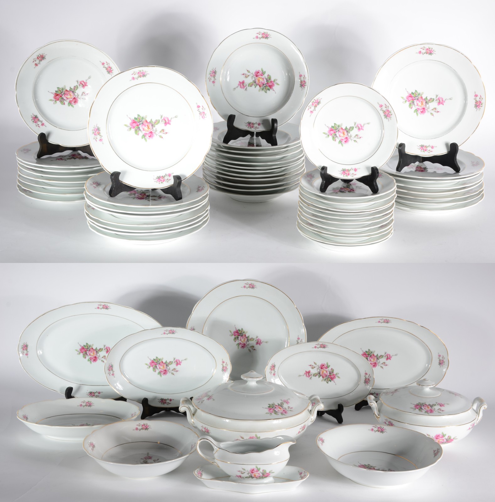 Aparelho de jantar de porcelana Real, branca com flores em... - foto 1 de 8